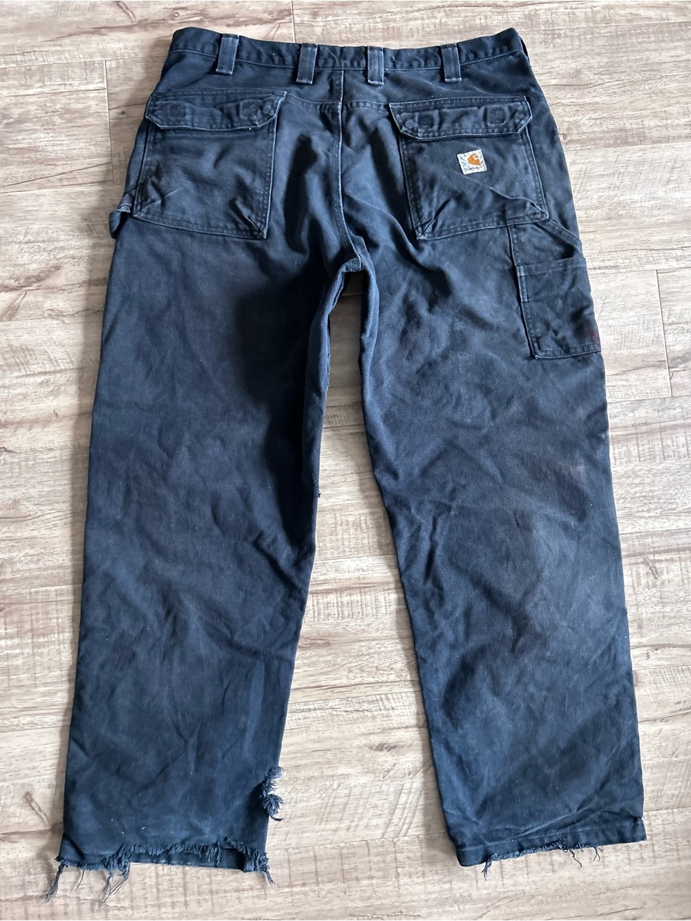 Carhartt black duck canvass dungaree fit Work Pants carpenter Utility Pockets